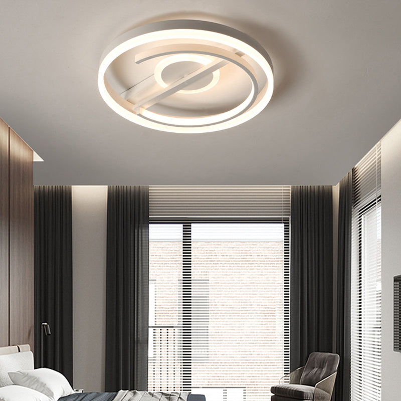 16"/19.5" Wide Circle Acrylic Ceiling Mounted Light Contemporary Black/White LED Flush Light in Warm/White/3 Color Light Clearhalo 'Ceiling Lights' 'Close To Ceiling Lights' 'Close to ceiling' 'Flush mount' Lighting' 290338