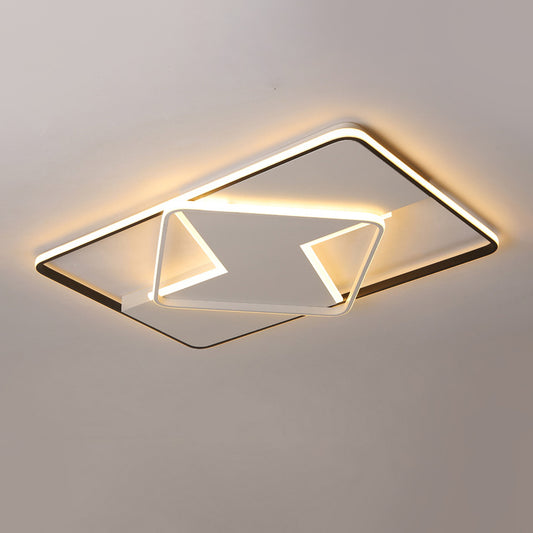 Geometric Flush Mount Light Fixture Simple Acrylic Black and White LED Ceiling Lighting , Warm/White Light Black-White Clearhalo 'Ceiling Lights' 'Close To Ceiling Lights' 'Close to ceiling' 'Flush mount' Lighting' 290342