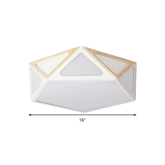 Geometric Flush Light Modern Acrylic White/Pink/Yellow LED Ceiling Mounted Fixture in Warm/White Light, 16"/19.5" Wide Clearhalo 'Ceiling Lights' 'Close To Ceiling Lights' 'Close to ceiling' Lighting' 290352