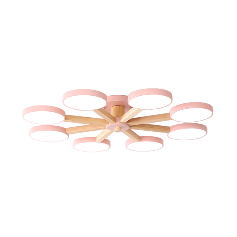 Contemporary Sputnik Semi Flush Light Metal 6/8 Heads Close to Ceiling Lamp in Pink/Blue for Bedroom Clearhalo 'Ceiling Lights' 'Close To Ceiling Lights' 'Close to ceiling' 'Semi-flushmount' Lighting' 290400