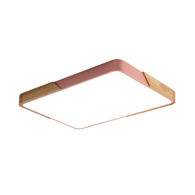 Metal Rectangle Flush Light Macaron LED White/Pink Ceiling Mounted Fixture with Acrylic Diffuser Clearhalo 'Ceiling Lights' 'Close To Ceiling Lights' 'Close to ceiling' 'Flush mount' Lighting' 290419