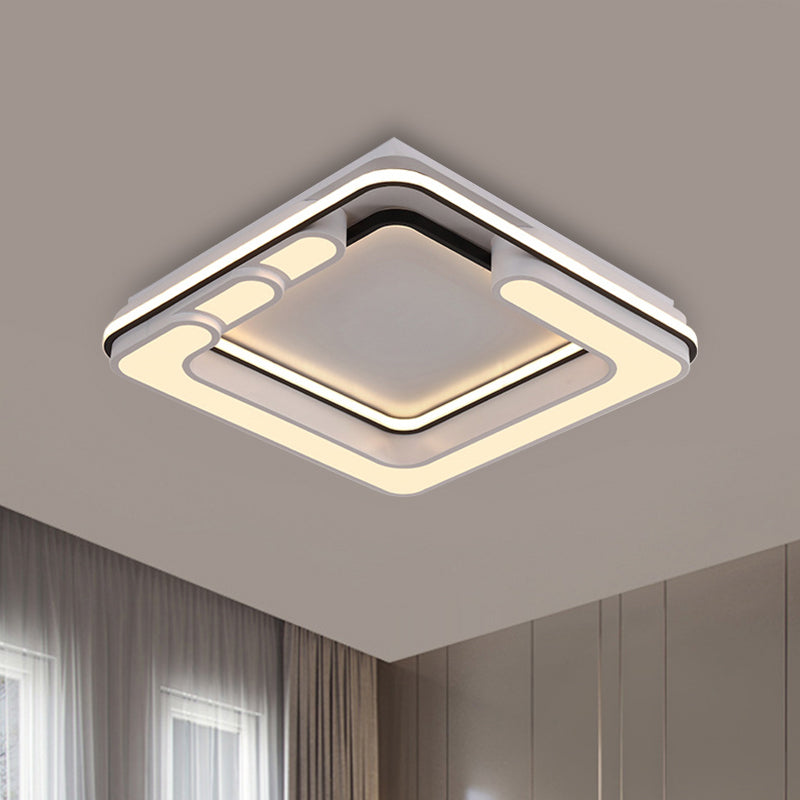 Square Ceiling Mounted Light Contemporary Acrylic Black and White LED Flush Light Fixture in Warm/White Light Black-White Clearhalo 'Ceiling Lights' 'Close To Ceiling Lights' 'Close to ceiling' 'Flush mount' Lighting' 290544