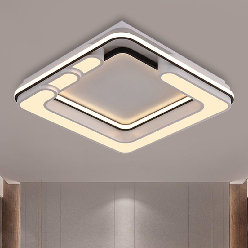 Square Ceiling Mounted Light Contemporary Acrylic Black and White LED Flush Light Fixture in Warm/White Light Clearhalo 'Ceiling Lights' 'Close To Ceiling Lights' 'Close to ceiling' 'Flush mount' Lighting' 290545