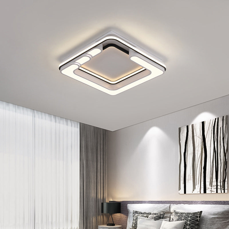 Square Ceiling Mounted Light Contemporary Acrylic Black and White LED Flush Light Fixture in Warm/White Light Clearhalo 'Ceiling Lights' 'Close To Ceiling Lights' 'Close to ceiling' 'Flush mount' Lighting' 290546