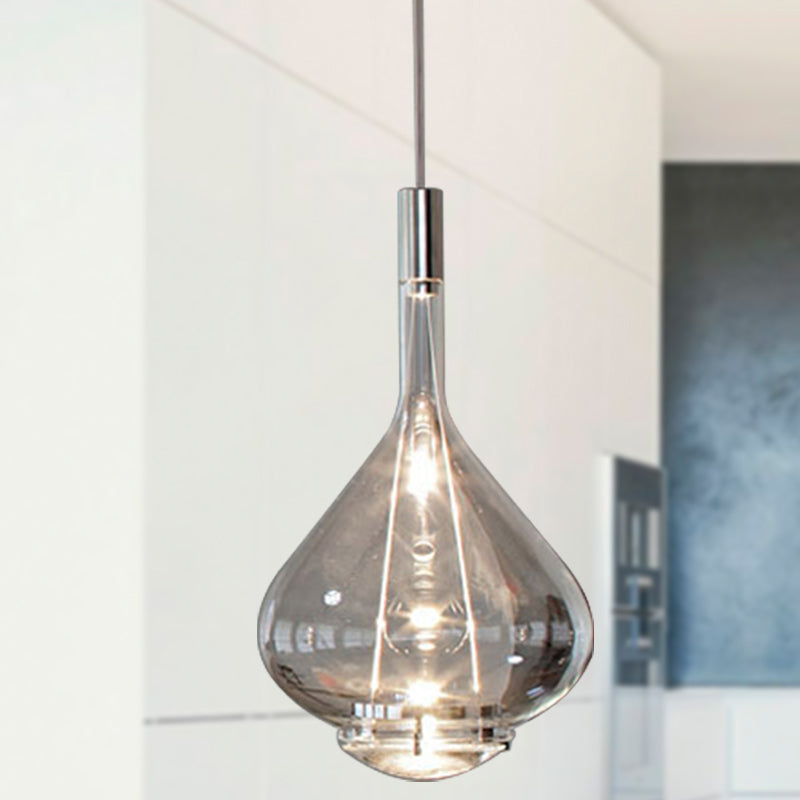 Beaker-Esque Shape Pendant Light Modern Rose Gold/Clear/Smoke Clear Glass 1 Light Dining Room Hanging Light Kit Clear Clearhalo 'Ceiling Lights' 'Glass shade' 'Glass' 'Modern Pendants' 'Modern' 'Pendant Lights' 'Pendants' Lighting' 290573