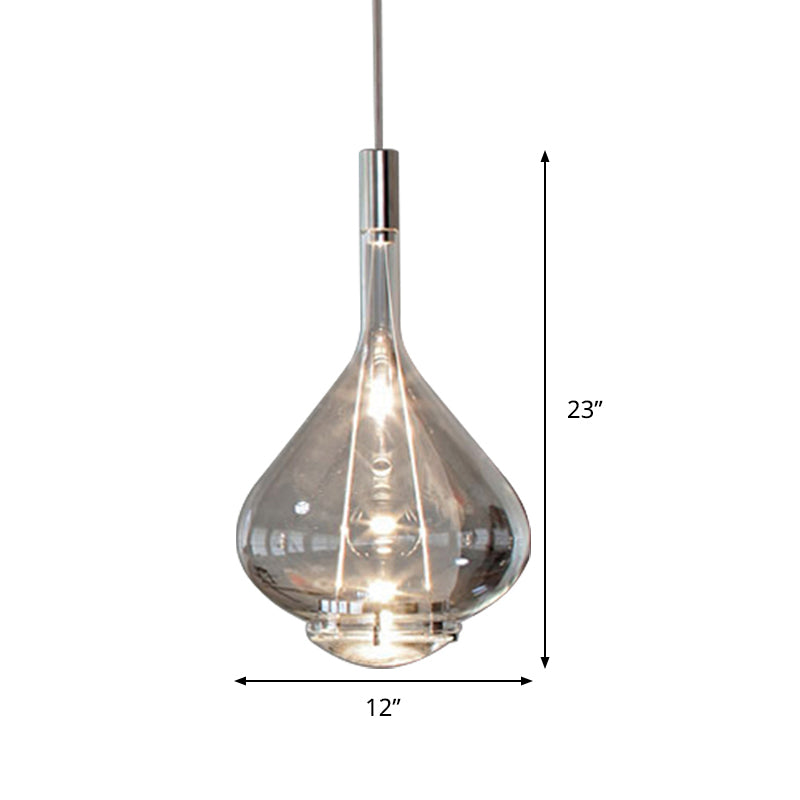 Beaker-Esque Shape Pendant Light Modern Rose Gold/Clear/Smoke Clear Glass 1 Light Dining Room Hanging Light Kit Clearhalo 'Ceiling Lights' 'Glass shade' 'Glass' 'Modern Pendants' 'Modern' 'Pendant Lights' 'Pendants' Lighting' 290578