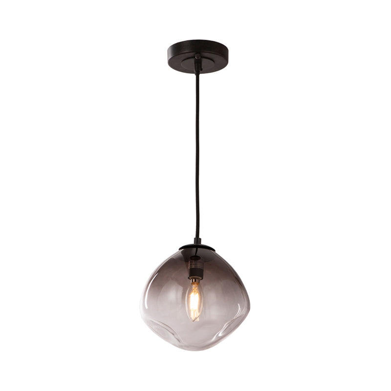 Oval Hanging Pendant Light Nordic Smoke Gray Dimpled Glass 1 Light Baby Room Ceiling Pendant Light Clearhalo 'Ceiling Lights' 'Glass shade' 'Glass' 'Modern Pendants' 'Modern' 'Pendant Lights' 'Pendants' Lighting' 290583