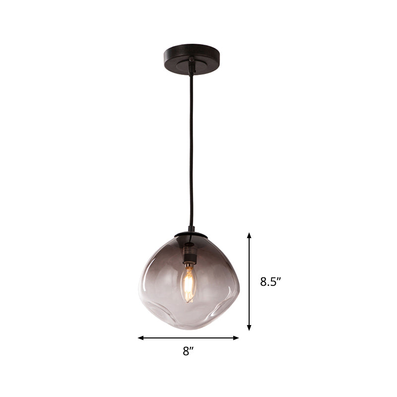 Oval Hanging Pendant Light Nordic Smoke Gray Dimpled Glass 1 Light Baby Room Ceiling Pendant Light Clearhalo 'Ceiling Lights' 'Glass shade' 'Glass' 'Modern Pendants' 'Modern' 'Pendant Lights' 'Pendants' Lighting' 290584