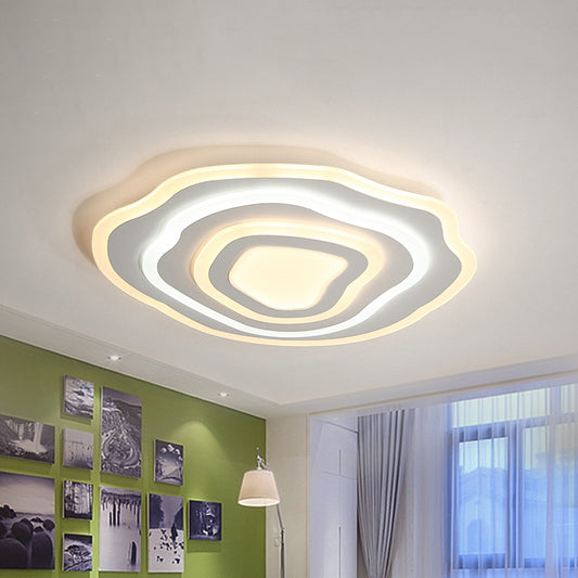 Ultra Thin Acrylic Ripple Ceiling Lamp 19.5"/23.5" W Simple White LED Flush Lighting in Warm/White Light White Warm Clearhalo 'Ceiling Lights' 'Close To Ceiling Lights' 'Close to ceiling' 'Flush mount' Lighting' 290586