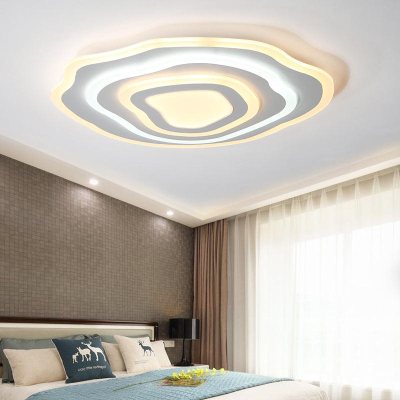 Ultra Thin Acrylic Ripple Ceiling Lamp 19.5"/23.5" W Simple White LED Flush Lighting in Warm/White Light Clearhalo 'Ceiling Lights' 'Close To Ceiling Lights' 'Close to ceiling' 'Flush mount' Lighting' 290587