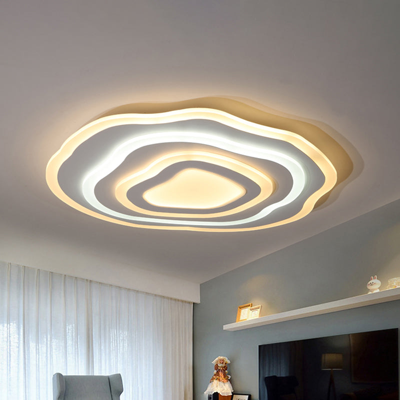 Ultra Thin Acrylic Ripple Ceiling Lamp 19.5"/23.5" W Simple White LED Flush Lighting in Warm/White Light Clearhalo 'Ceiling Lights' 'Close To Ceiling Lights' 'Close to ceiling' 'Flush mount' Lighting' 290588