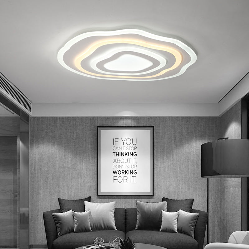 Ultra Thin Acrylic Ripple Ceiling Lamp 19.5"/23.5" W Simple White LED Flush Lighting in Warm/White Light White White Clearhalo 'Ceiling Lights' 'Close To Ceiling Lights' 'Close to ceiling' 'Flush mount' Lighting' 290589