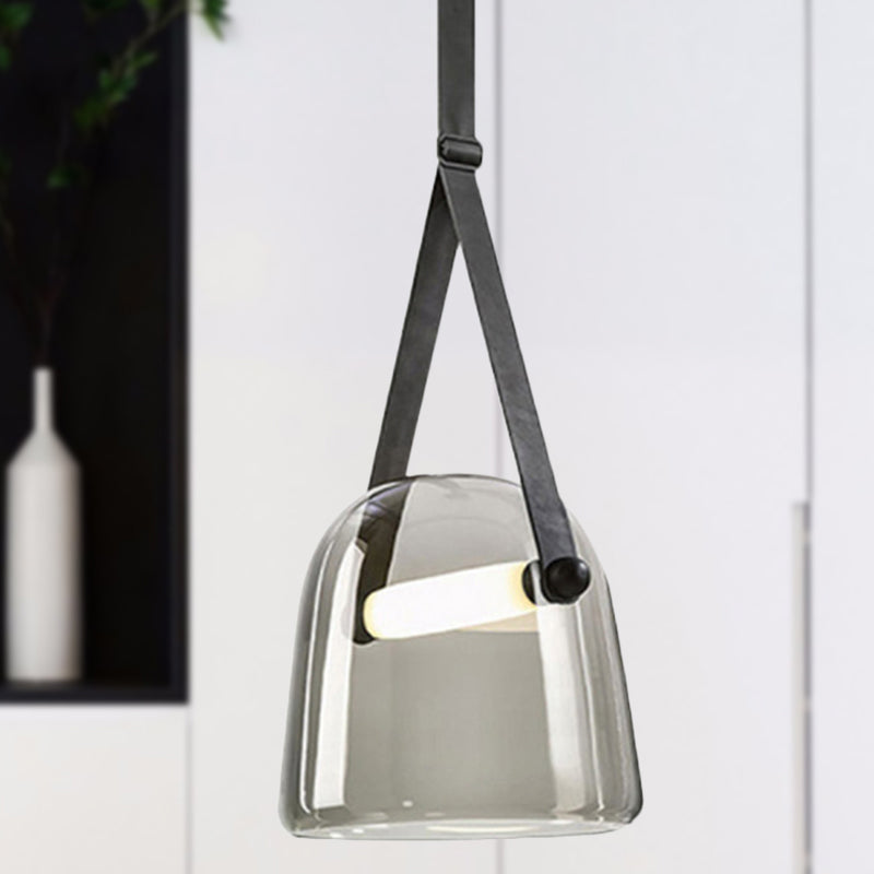 Nordic Bell Ceiling Pendant Light White/Smoke Gray Glass 1 Light Living Room Hanging Light Kit Smoke Gray Clearhalo 'Ceiling Lights' 'Glass shade' 'Glass' 'Modern Pendants' 'Modern' 'Pendant Lights' 'Pendants' Lighting' 290600