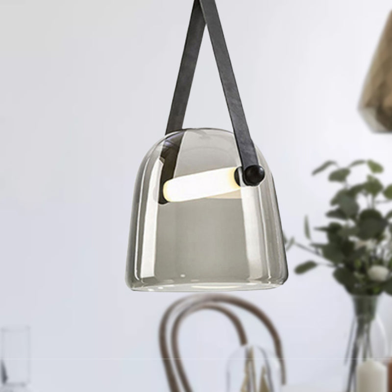 Nordic Bell Ceiling Pendant Light White/Smoke Gray Glass 1 Light Living Room Hanging Light Kit Clearhalo 'Ceiling Lights' 'Glass shade' 'Glass' 'Modern Pendants' 'Modern' 'Pendant Lights' 'Pendants' Lighting' 290601