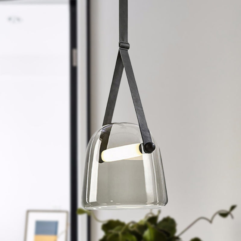 Nordic Bell Ceiling Pendant Light White/Smoke Gray Glass 1 Light Living Room Hanging Light Kit Clearhalo 'Ceiling Lights' 'Glass shade' 'Glass' 'Modern Pendants' 'Modern' 'Pendant Lights' 'Pendants' Lighting' 290602