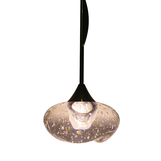 Clear Seeded Glass Oval Pendant Light Contemporary 1 Light Brass Hanging Ceiling Light Clearhalo 'Ceiling Lights' 'Glass shade' 'Glass' 'Modern Pendants' 'Modern' 'Pendant Lights' 'Pendants' Lighting' 290611