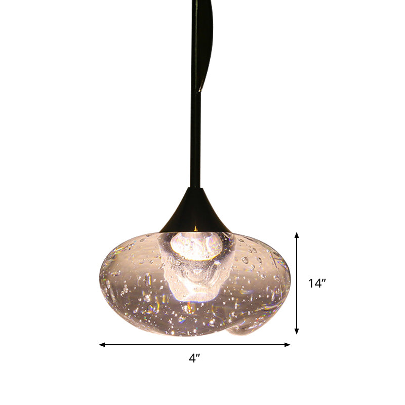 Clear Seeded Glass Oval Pendant Light Contemporary 1 Light Brass Hanging Ceiling Light Clearhalo 'Ceiling Lights' 'Glass shade' 'Glass' 'Modern Pendants' 'Modern' 'Pendant Lights' 'Pendants' Lighting' 290612