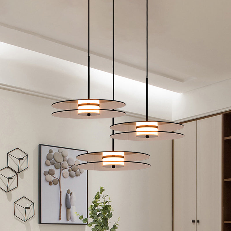 Tan Glass Disc Hanging Light Fixture Nordic 1 Light Pendant Ceiling Light for Dining Room Clearhalo 'Ceiling Lights' 'Glass shade' 'Glass' 'Modern Pendants' 'Modern' 'Pendant Lights' 'Pendants' Lighting' 290615