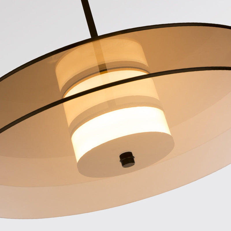 Tan Glass Disc Hanging Light Fixture Nordic 1 Light Pendant Ceiling Light for Dining Room Clearhalo 'Ceiling Lights' 'Glass shade' 'Glass' 'Modern Pendants' 'Modern' 'Pendant Lights' 'Pendants' Lighting' 290619