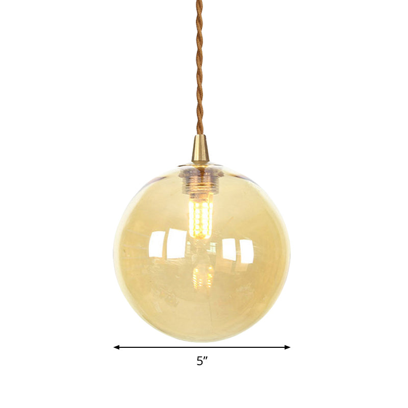 Macaron Globe/Gem Pendant Light Fixture Amber/White/Red Glass 1 Light Suspension Light with Rope for Bedroom Clearhalo 'Ceiling Lights' 'Close To Ceiling Lights' 'Glass shade' 'Glass' 'Modern Pendants' 'Modern' 'Pendant Lights' 'Pendants' Lighting' 290632