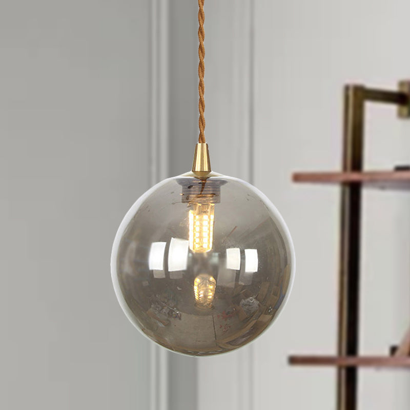 Macaron Globe/Gem Pendant Light Fixture Amber/White/Red Glass 1 Light Suspension Light with Rope for Bedroom Clearhalo 'Ceiling Lights' 'Close To Ceiling Lights' 'Glass shade' 'Glass' 'Modern Pendants' 'Modern' 'Pendant Lights' 'Pendants' Lighting' 290635