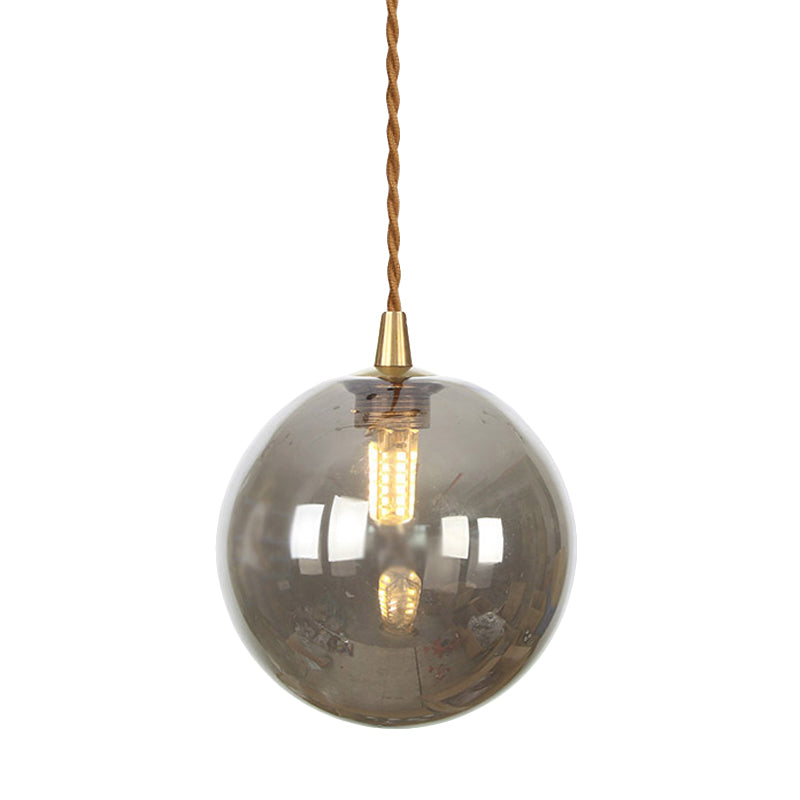 Macaron Globe/Gem Pendant Light Fixture Amber/White/Red Glass 1 Light Suspension Light with Rope for Bedroom Clearhalo 'Ceiling Lights' 'Close To Ceiling Lights' 'Glass shade' 'Glass' 'Modern Pendants' 'Modern' 'Pendant Lights' 'Pendants' Lighting' 290637