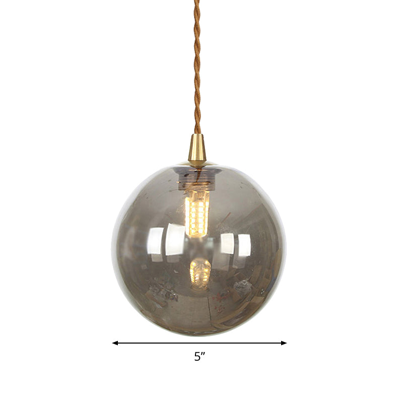 Macaron Globe/Gem Pendant Light Fixture Amber/White/Red Glass 1 Light Suspension Light with Rope for Bedroom Clearhalo 'Ceiling Lights' 'Close To Ceiling Lights' 'Glass shade' 'Glass' 'Modern Pendants' 'Modern' 'Pendant Lights' 'Pendants' Lighting' 290638