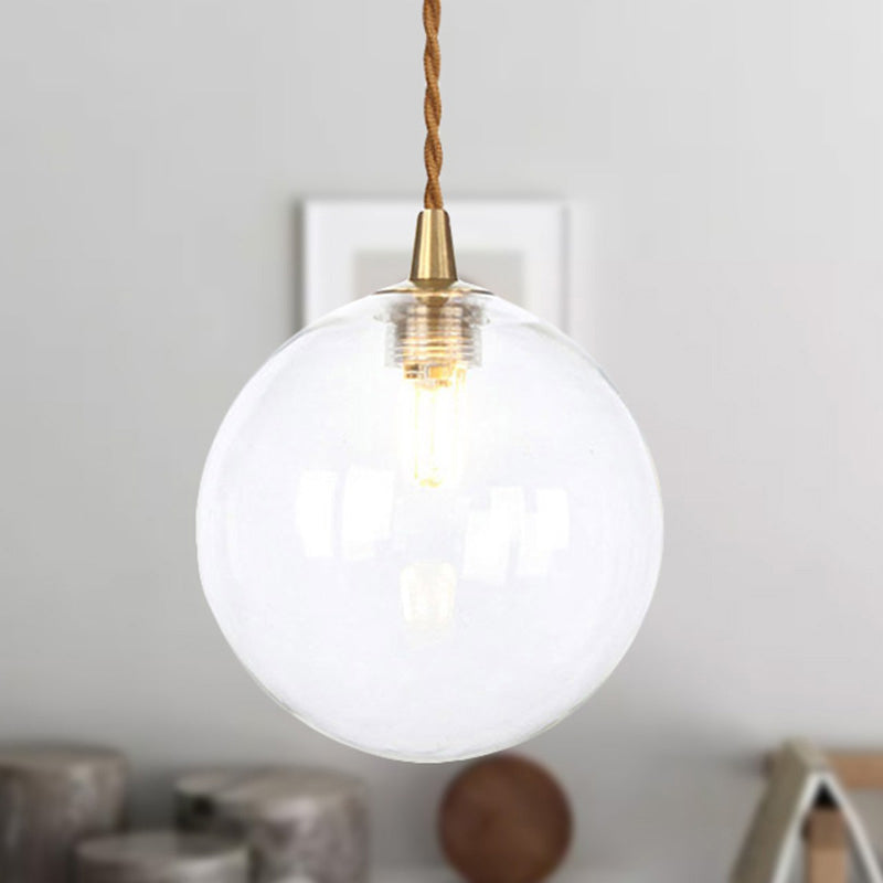 Macaron Globe/Gem Pendant Light Fixture Amber/White/Red Glass 1 Light Suspension Light with Rope for Bedroom Clear Clearhalo 'Ceiling Lights' 'Close To Ceiling Lights' 'Glass shade' 'Glass' 'Modern Pendants' 'Modern' 'Pendant Lights' 'Pendants' Lighting' 290639