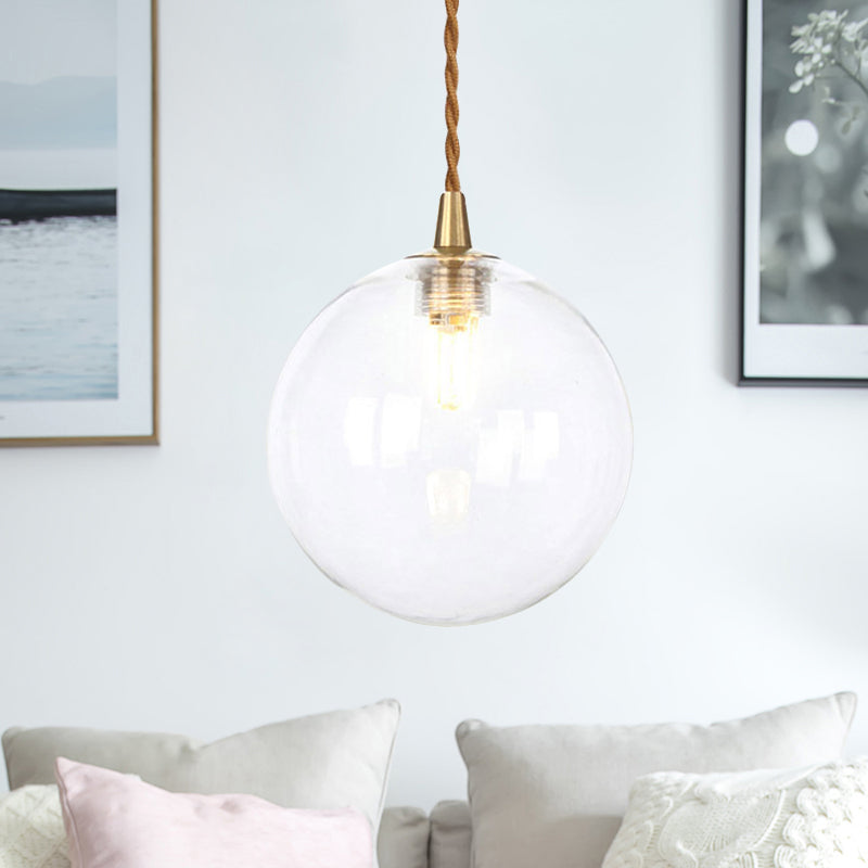 Macaron Globe/Gem Pendant Light Fixture Amber/White/Red Glass 1 Light Suspension Light with Rope for Bedroom Clearhalo 'Ceiling Lights' 'Close To Ceiling Lights' 'Glass shade' 'Glass' 'Modern Pendants' 'Modern' 'Pendant Lights' 'Pendants' Lighting' 290642