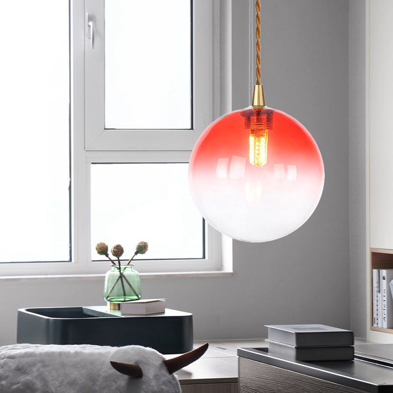 Macaron Globe/Gem Pendant Light Fixture Amber/White/Red Glass 1 Light Suspension Light with Rope for Bedroom Clearhalo 'Ceiling Lights' 'Close To Ceiling Lights' 'Glass shade' 'Glass' 'Modern Pendants' 'Modern' 'Pendant Lights' 'Pendants' Lighting' 290648