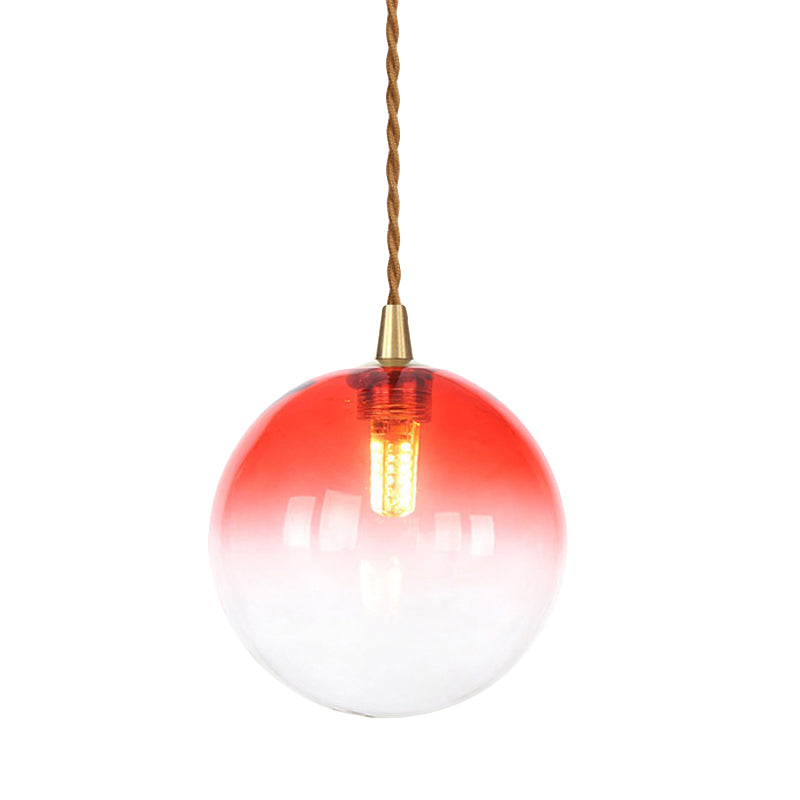 Macaron Globe/Gem Pendant Light Fixture Amber/White/Red Glass 1 Light Suspension Light with Rope for Bedroom Clearhalo 'Ceiling Lights' 'Close To Ceiling Lights' 'Glass shade' 'Glass' 'Modern Pendants' 'Modern' 'Pendant Lights' 'Pendants' Lighting' 290649