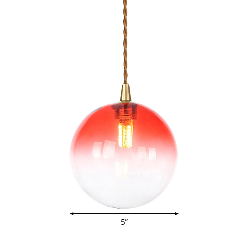 Macaron Globe/Gem Pendant Light Fixture Amber/White/Red Glass 1 Light Suspension Light with Rope for Bedroom Clearhalo 'Ceiling Lights' 'Close To Ceiling Lights' 'Glass shade' 'Glass' 'Modern Pendants' 'Modern' 'Pendant Lights' 'Pendants' Lighting' 290650