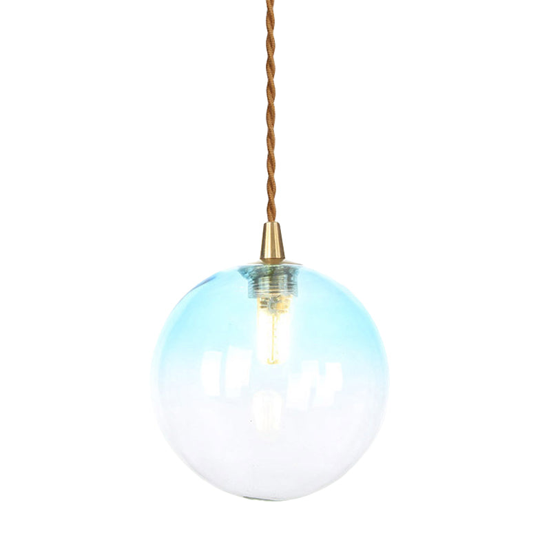 Macaron Globe/Gem Pendant Light Fixture Amber/White/Red Glass 1 Light Suspension Light with Rope for Bedroom Clearhalo 'Ceiling Lights' 'Close To Ceiling Lights' 'Glass shade' 'Glass' 'Modern Pendants' 'Modern' 'Pendant Lights' 'Pendants' Lighting' 290655