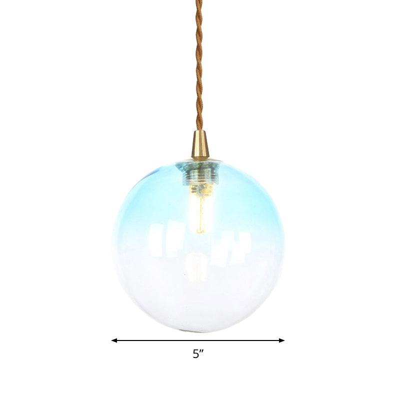 Macaron Globe/Gem Pendant Light Fixture Amber/White/Red Glass 1 Light Suspension Light with Rope for Bedroom Clearhalo 'Ceiling Lights' 'Close To Ceiling Lights' 'Glass shade' 'Glass' 'Modern Pendants' 'Modern' 'Pendant Lights' 'Pendants' Lighting' 290656