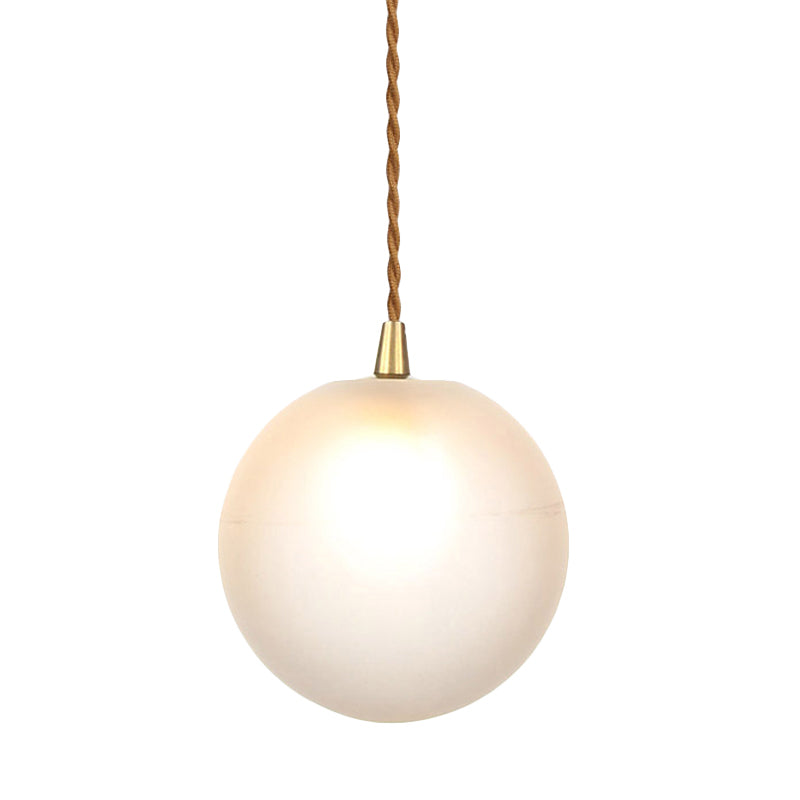 Macaron Globe/Gem Pendant Light Fixture Amber/White/Red Glass 1 Light Suspension Light with Rope for Bedroom Clearhalo 'Ceiling Lights' 'Close To Ceiling Lights' 'Glass shade' 'Glass' 'Modern Pendants' 'Modern' 'Pendant Lights' 'Pendants' Lighting' 290661