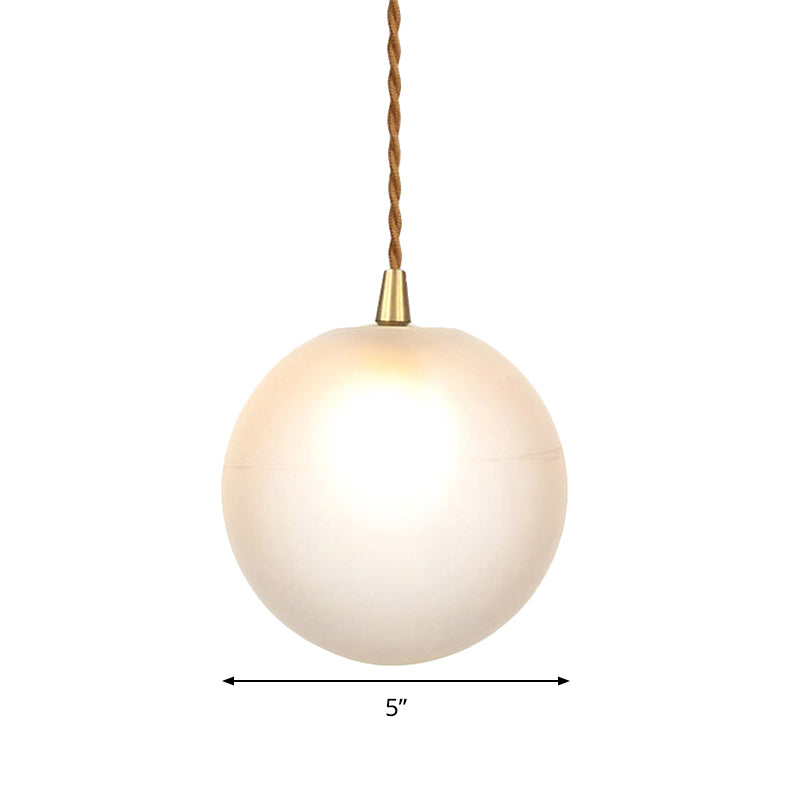 Macaron Globe/Gem Pendant Light Fixture Amber/White/Red Glass 1 Light Suspension Light with Rope for Bedroom Clearhalo 'Ceiling Lights' 'Close To Ceiling Lights' 'Glass shade' 'Glass' 'Modern Pendants' 'Modern' 'Pendant Lights' 'Pendants' Lighting' 290662