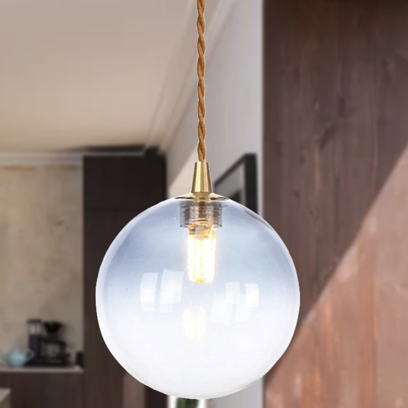 Macaron Globe/Gem Pendant Light Fixture Amber/White/Red Glass 1 Light Suspension Light with Rope for Bedroom Grey Clearhalo 'Ceiling Lights' 'Close To Ceiling Lights' 'Glass shade' 'Glass' 'Modern Pendants' 'Modern' 'Pendant Lights' 'Pendants' Lighting' 290663