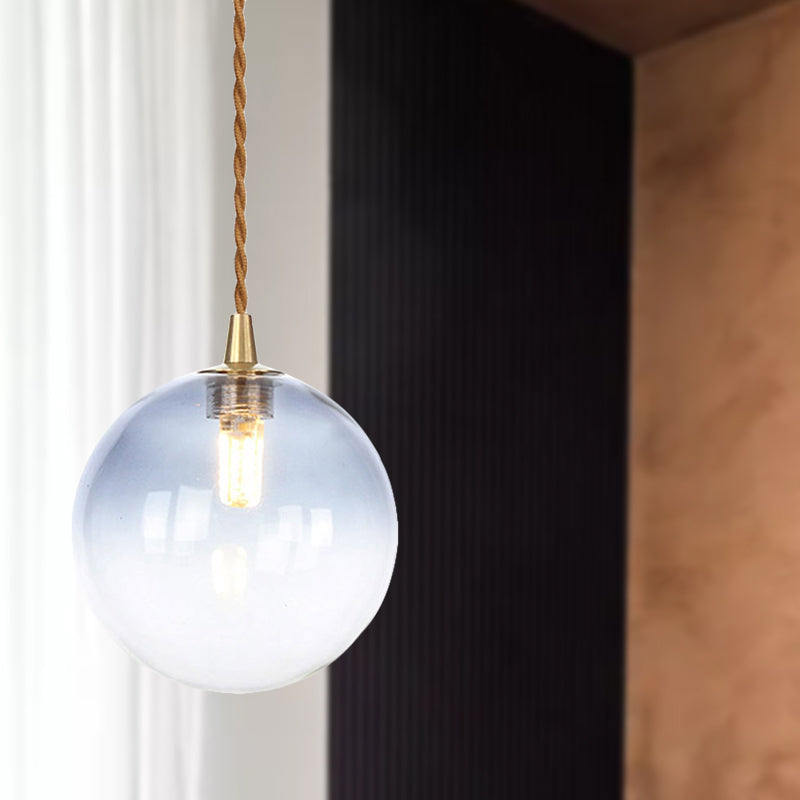 Macaron Globe/Gem Pendant Light Fixture Amber/White/Red Glass 1 Light Suspension Light with Rope for Bedroom Clearhalo 'Ceiling Lights' 'Close To Ceiling Lights' 'Glass shade' 'Glass' 'Modern Pendants' 'Modern' 'Pendant Lights' 'Pendants' Lighting' 290665