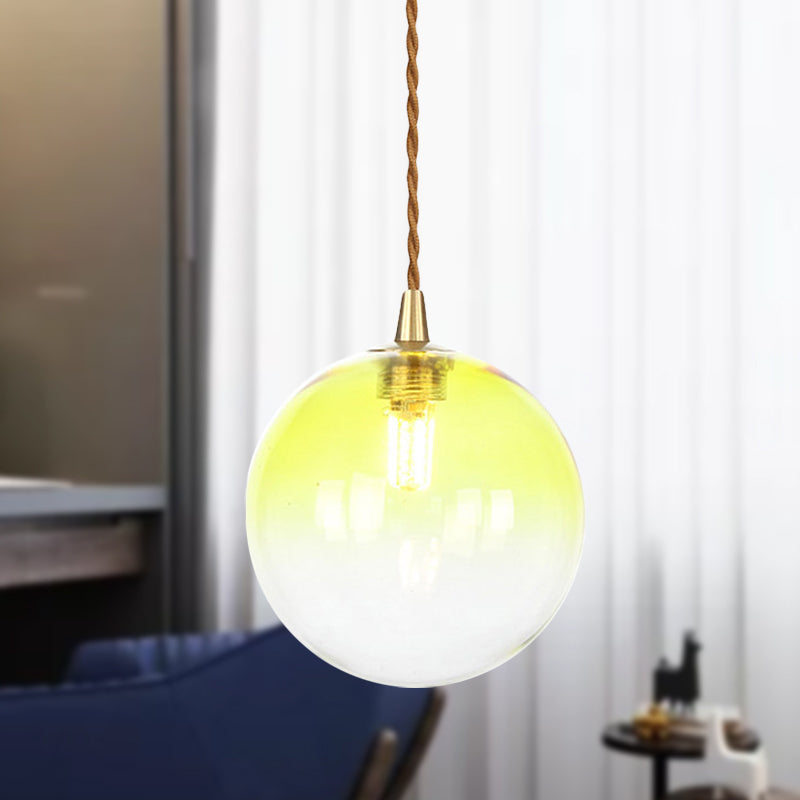 Macaron Globe/Gem Pendant Light Fixture Amber/White/Red Glass 1 Light Suspension Light with Rope for Bedroom Clearhalo 'Ceiling Lights' 'Close To Ceiling Lights' 'Glass shade' 'Glass' 'Modern Pendants' 'Modern' 'Pendant Lights' 'Pendants' Lighting' 290671