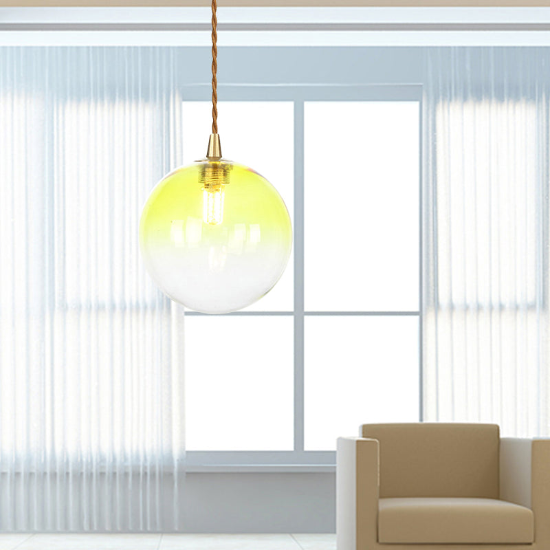 Macaron Globe/Gem Pendant Light Fixture Amber/White/Red Glass 1 Light Suspension Light with Rope for Bedroom Clearhalo 'Ceiling Lights' 'Close To Ceiling Lights' 'Glass shade' 'Glass' 'Modern Pendants' 'Modern' 'Pendant Lights' 'Pendants' Lighting' 290672