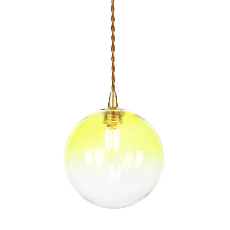 Macaron Globe/Gem Pendant Light Fixture Amber/White/Red Glass 1 Light Suspension Light with Rope for Bedroom Clearhalo 'Ceiling Lights' 'Close To Ceiling Lights' 'Glass shade' 'Glass' 'Modern Pendants' 'Modern' 'Pendant Lights' 'Pendants' Lighting' 290673