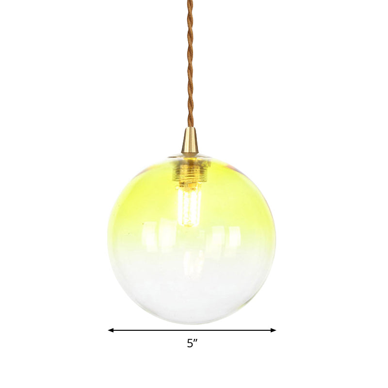 Macaron Globe/Gem Pendant Light Fixture Amber/White/Red Glass 1 Light Suspension Light with Rope for Bedroom Clearhalo 'Ceiling Lights' 'Close To Ceiling Lights' 'Glass shade' 'Glass' 'Modern Pendants' 'Modern' 'Pendant Lights' 'Pendants' Lighting' 290674