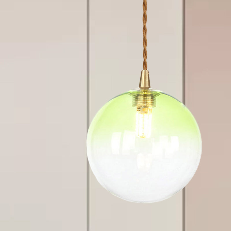 Macaron Globe/Gem Pendant Light Fixture Amber/White/Red Glass 1 Light Suspension Light with Rope for Bedroom Clearhalo 'Ceiling Lights' 'Close To Ceiling Lights' 'Glass shade' 'Glass' 'Modern Pendants' 'Modern' 'Pendant Lights' 'Pendants' Lighting' 290677