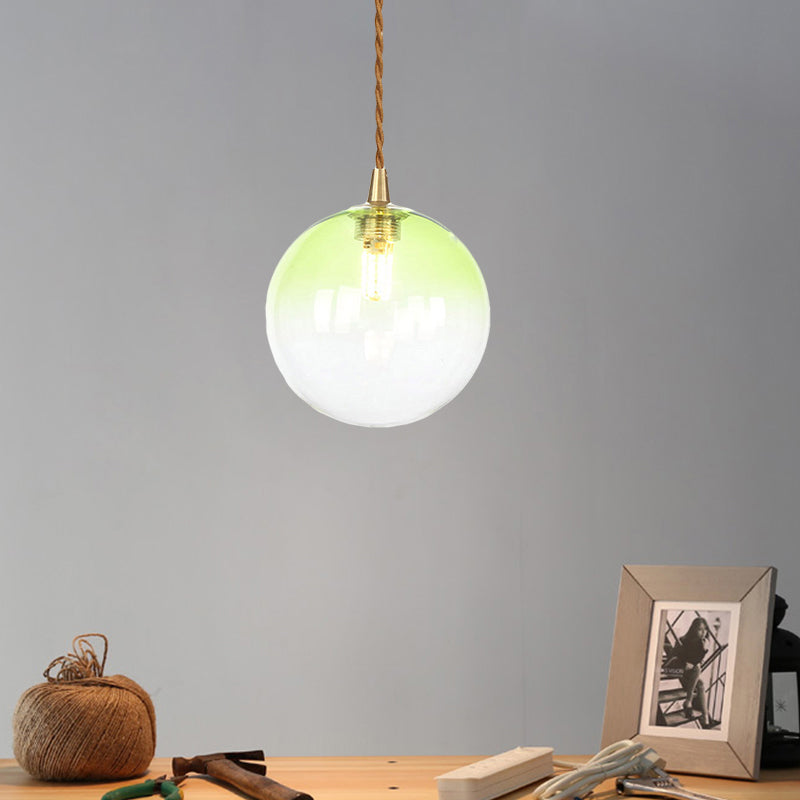 Macaron Globe/Gem Pendant Light Fixture Amber/White/Red Glass 1 Light Suspension Light with Rope for Bedroom Clearhalo 'Ceiling Lights' 'Close To Ceiling Lights' 'Glass shade' 'Glass' 'Modern Pendants' 'Modern' 'Pendant Lights' 'Pendants' Lighting' 290678