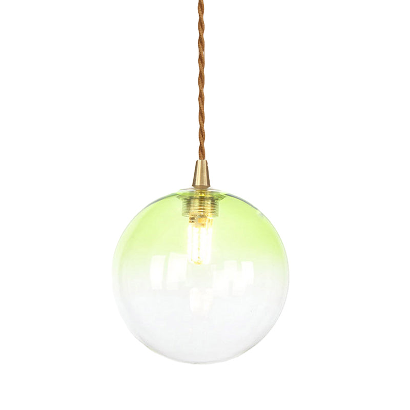 Macaron Globe/Gem Pendant Light Fixture Amber/White/Red Glass 1 Light Suspension Light with Rope for Bedroom Clearhalo 'Ceiling Lights' 'Close To Ceiling Lights' 'Glass shade' 'Glass' 'Modern Pendants' 'Modern' 'Pendant Lights' 'Pendants' Lighting' 290679