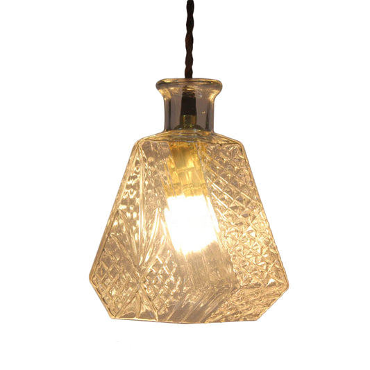 Clear Prism Glass Diamond Hanging Lamp Minimalist 1 Light Dining Room Pendant Light Fixture Clearhalo 'Ceiling Lights' 'Glass shade' 'Glass' 'Modern Pendants' 'Modern' 'Pendant Lights' 'Pendants' Lighting' 290723