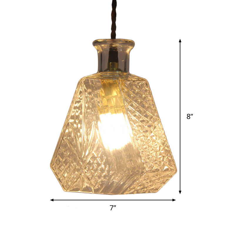 Clear Prism Glass Diamond Hanging Lamp Minimalist 1 Light Dining Room Pendant Light Fixture Clearhalo 'Ceiling Lights' 'Glass shade' 'Glass' 'Modern Pendants' 'Modern' 'Pendant Lights' 'Pendants' Lighting' 290724