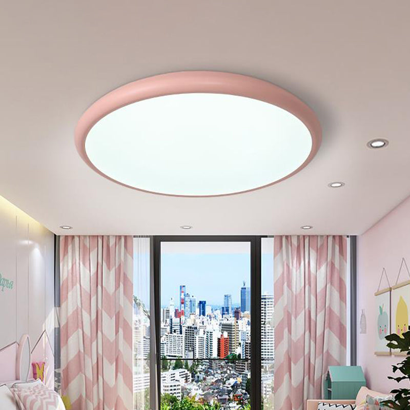 Round Ceiling Mounted Fixture Modern Acrylic LED Pink Flush Mount Lighting in Warm/White Light, 15"/18"/22" W Pink Clearhalo 'Ceiling Lights' 'Close To Ceiling Lights' 'Close to ceiling' 'Flush mount' Lighting' 290757