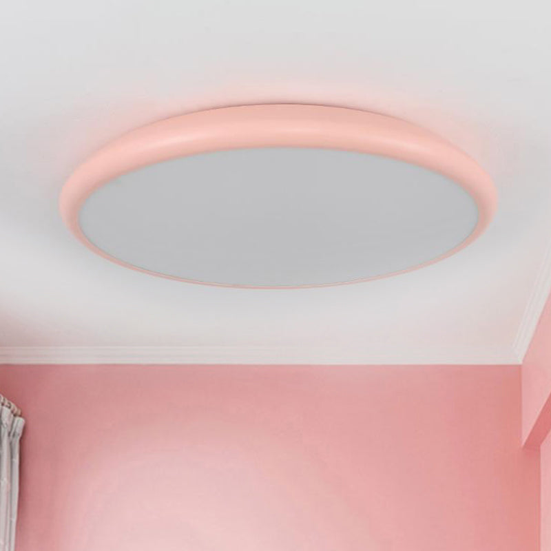 Round Ceiling Mounted Fixture Modern Acrylic LED Pink Flush Mount Lighting in Warm/White Light, 15"/18"/22" W Clearhalo 'Ceiling Lights' 'Close To Ceiling Lights' 'Close to ceiling' 'Flush mount' Lighting' 290758