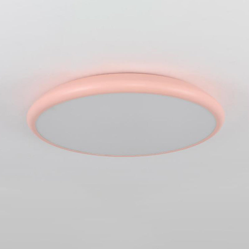 Round Ceiling Mounted Fixture Modern Acrylic LED Pink Flush Mount Lighting in Warm/White Light, 15"/18"/22" W Clearhalo 'Ceiling Lights' 'Close To Ceiling Lights' 'Close to ceiling' 'Flush mount' Lighting' 290759